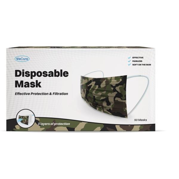 Disposable Face Mask Individually Wrapped 60-Pack, 6 Colors Camo