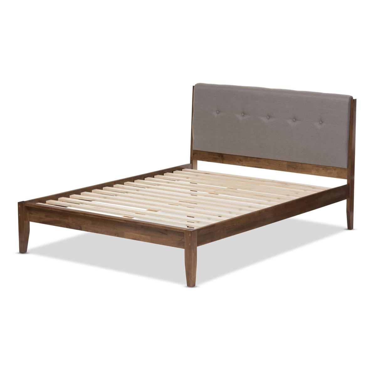 Leyton Lt Gray and Brown Queen Size Platform Bed HSN