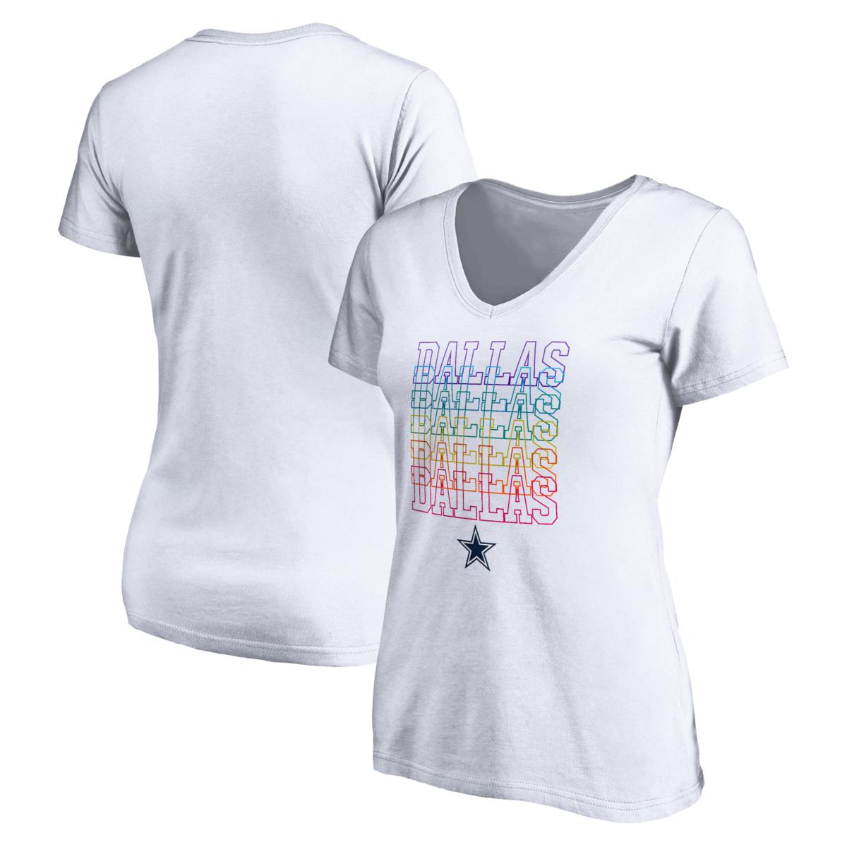 Women's Fanatics White Dallas Cowboys City Pride V-Neck T-Shirt HSN