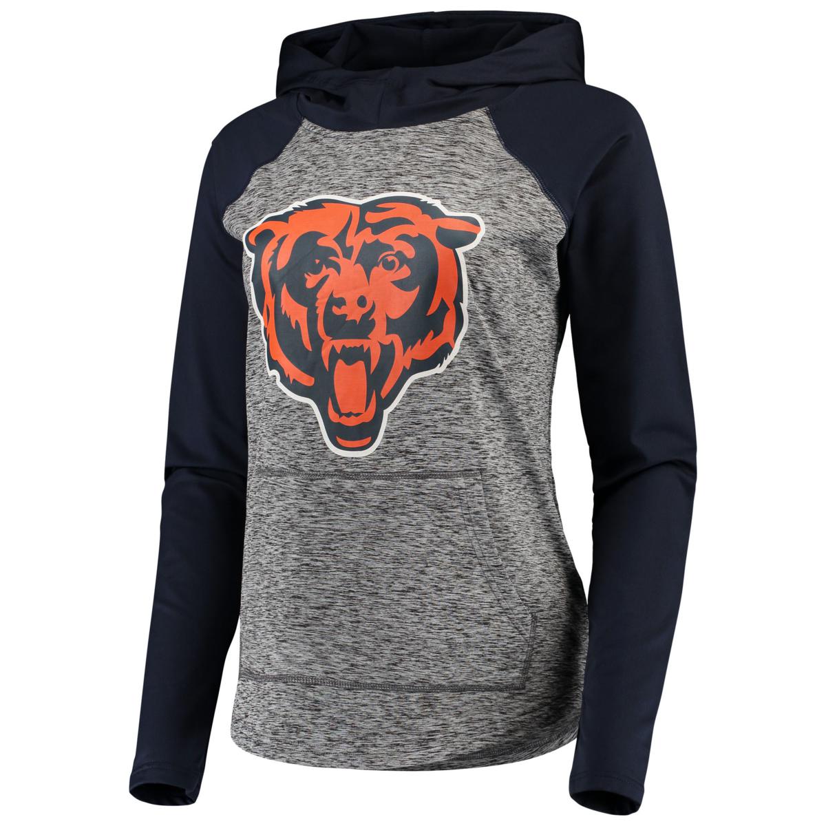 Women's G-III 4Her by Carl Banks Heathered Gray/Navy Chicago Bears  Championship Ring Pullover Hoodie