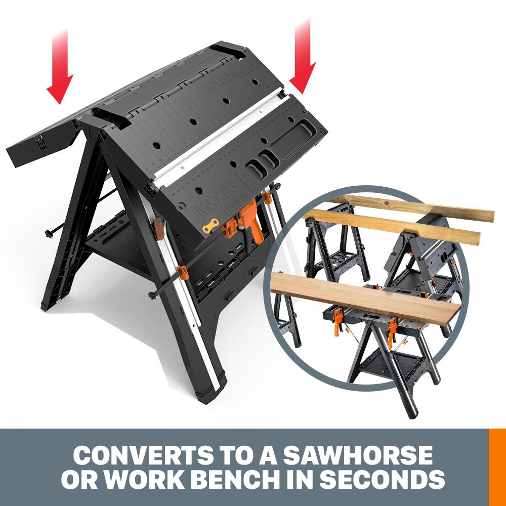 Worx Pegasus Work Table Sawhorse with Quick Clamps and Holding