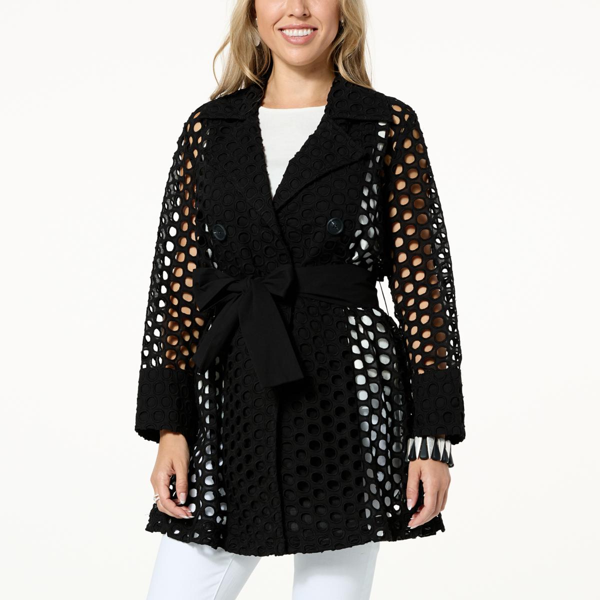 WynneCollection Eyelet Trench Coat