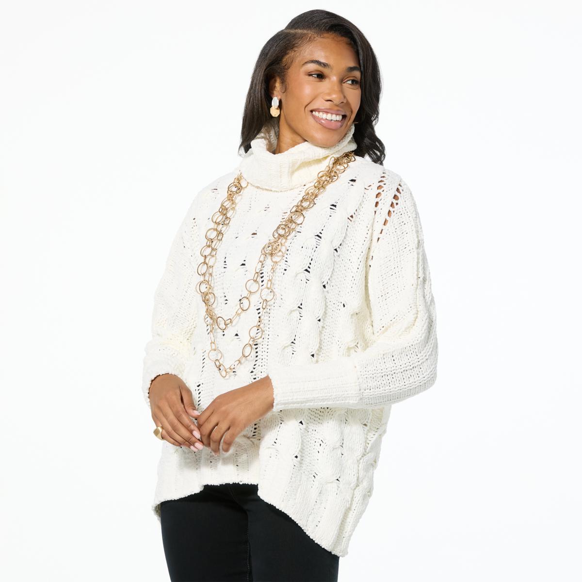 WynneLayers Chenille Open Cable Knit Sweater | HSN