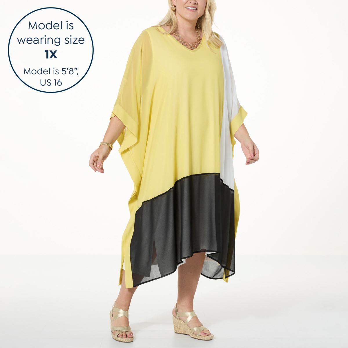 WynneLayers Chiffon Caftan with Tank Dress Underlay