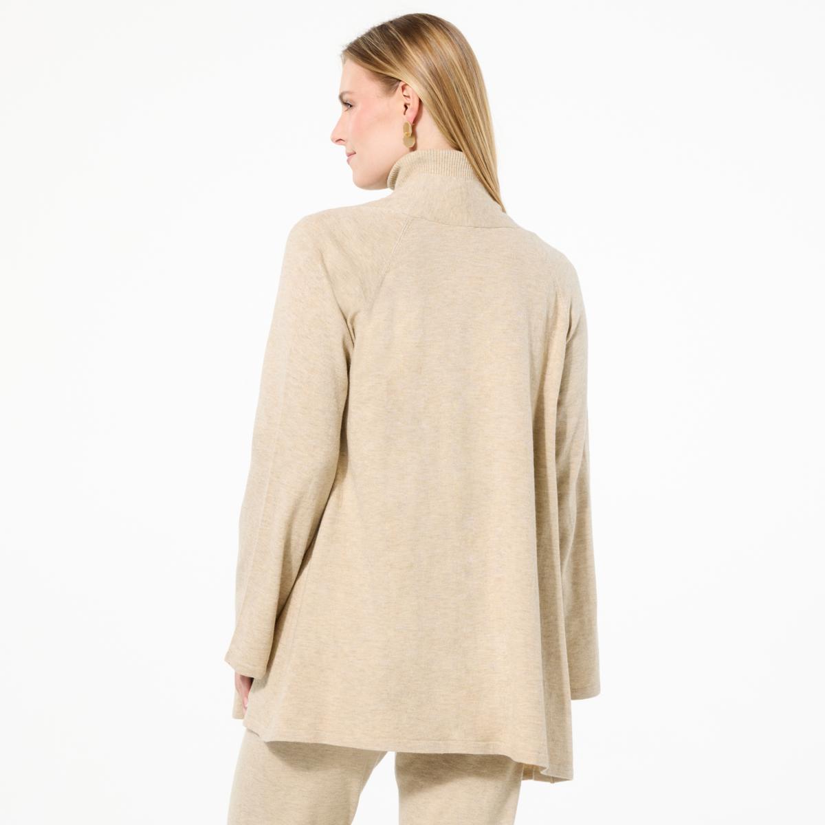 WynneLayers Kiss of Cashmere Side Drape Open Front Cardigan | HSN