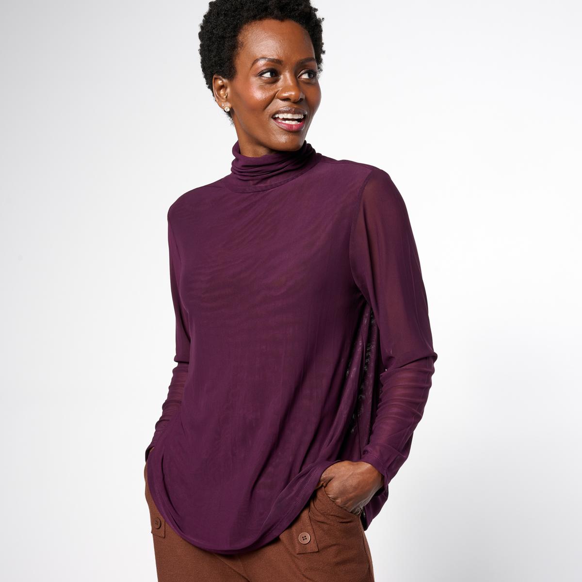 WynneLayers Mesh Knit Turtleneck Top