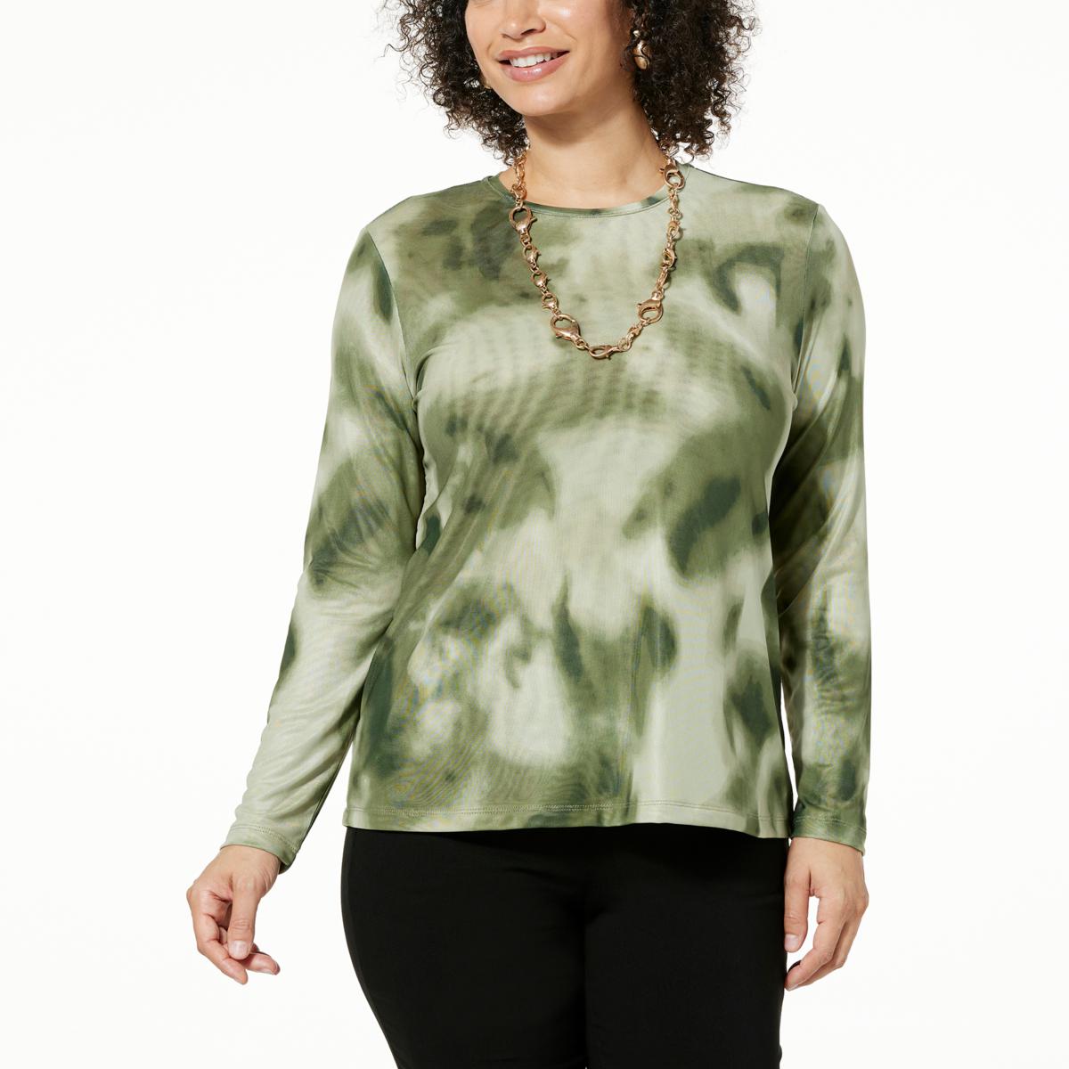 【COLOR iN ID】layered mash top WynneLayers Mesh Printed Crewneck Top - 21769284 | HSN