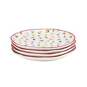 10 Strawberry Street Bella Appetizer Plates, Skiers, Set of 4