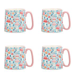 10 Strawberry Street Bella Mug, Petalcap Mushroom Meadow, Set of 4