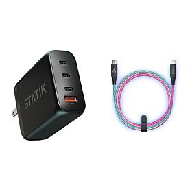 100W GaN Power Adapter with 100 W GloBright Braided Cable 