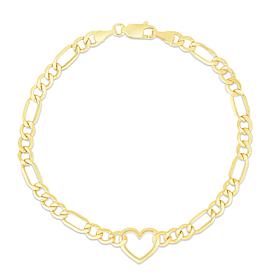 10K Gold Open Heart Link Bracelet 
