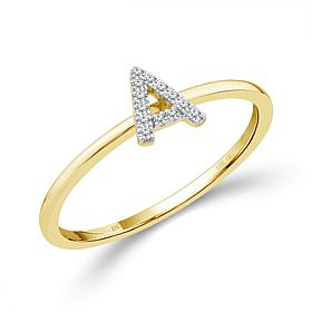 10K Yellow Gold 1/20ctw Diamond A Initial Ring