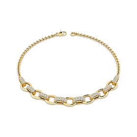 10K Yellow Gold 1/3ctw Diamond Link Chain Bracelet 