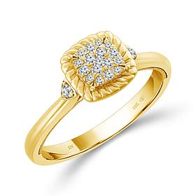 10K Yellow Gold 1/6ctw Diamond Pavé Square Cluster Engagement Ring