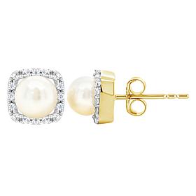 10K Yellow Gold Gem and Created White Sapphire 5mm Stud Earrings