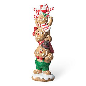 12.5" H Christmas Resin Stacked Gingerbread Table Decor