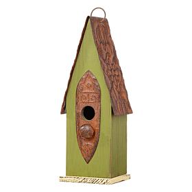 13.25"H Green Solid Wood Slim Cottage Outdoor Garden Birdhouse