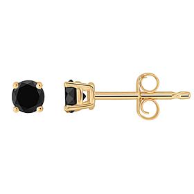 14K Gold .25ctw Black Diamond Round Stud Earrings