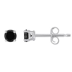 14K Gold .25ctw Black Diamond Round Stud Earrings