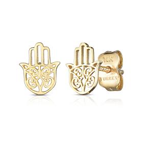 14K Gold Hamsa Stud Earrings