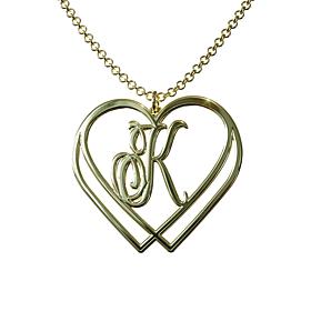 14K Gold-Plated "Entwined" Double Heart Initial Necklace