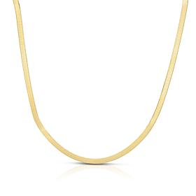14K Gold Polished Beveled Herringbone Chain with Lobster Clasp