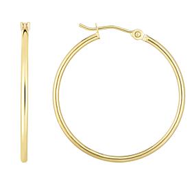 14K Polished Gold Round Tube Hoop Earrings