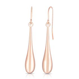 14K Rose Gold Polished Teardrop Earrings With Euro Wires