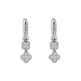 14K White Gold 3/4ctw Diamond Hoop Drop Earrings