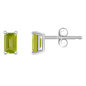 14K White Gold 5x3mm Emerald-Cut Gemstone Stud Earrings