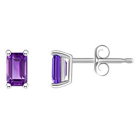 14K White Gold 5x3mm Emerald-Cut Gemstone Stud Earrings