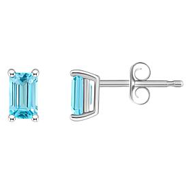 14K White Gold 5x3mm Emerald-Cut Gemstone Stud Earrings