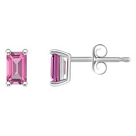 14K White Gold 5x3mm Emerald-Cut Gemstone Stud Earrings