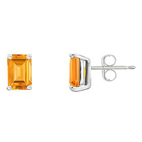 14K White Gold 6x4mm Emerald-Cut Gemstone Stud Earrings