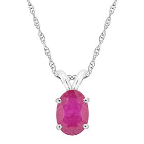 14K White Gold 7x5mm Oval-Cut Gemstone Pendant with Chain