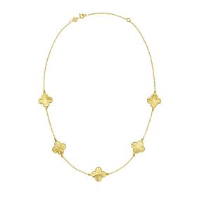 14K Yellow Gold 18" Station Golden Clover Necklace