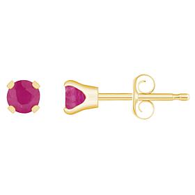 14K Yellow Gold 3mm Round Gemstone Stud Earrings