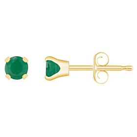14K Yellow Gold 3mm Round Gemstone Stud Earrings