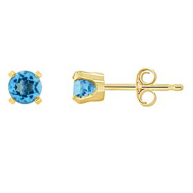 14K Yellow Gold 4mm Round Gemstone Stud Earrings
