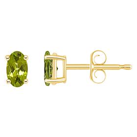 14K Yellow Gold 5x3mm Oval-Cut Gemstone Stud Earrings
