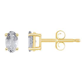 14K Yellow Gold 5x3mm Oval-Cut Gemstone Stud Earrings