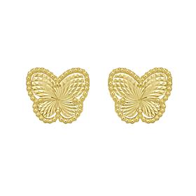 14K Yellow Gold Diamond Cut Radiating Gold Butterfly Stud Earrings