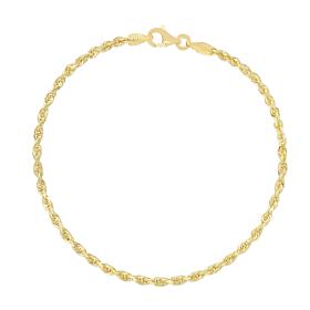 14K Yellow Gold Diamond-Cut Rope Chain Anklet