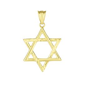 14K Yellow Gold Diamond-Cut Star of David Pendant