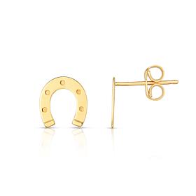 14K Yellow Gold Horseshoe Stud Earring with Push Back Clasp
