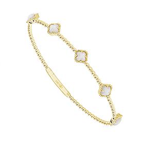 14K Yellow Gold Mother-of-Pearl Flexible Bangle Bracelet