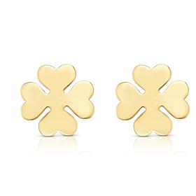 14K Yellow Gold Polished Leaf Stud Earrings