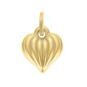 14K Yellow Gold Polished Puffed Ribbed Heart Pendant
