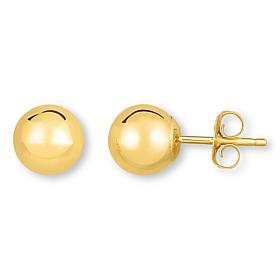 14K Yellow Gold Polished Round Ball Stud Earrings