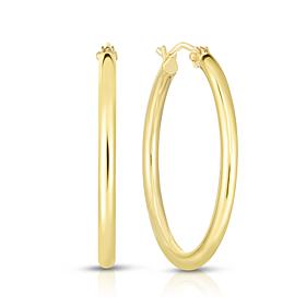 14K Yellow Gold Polished Round Hoop Earring